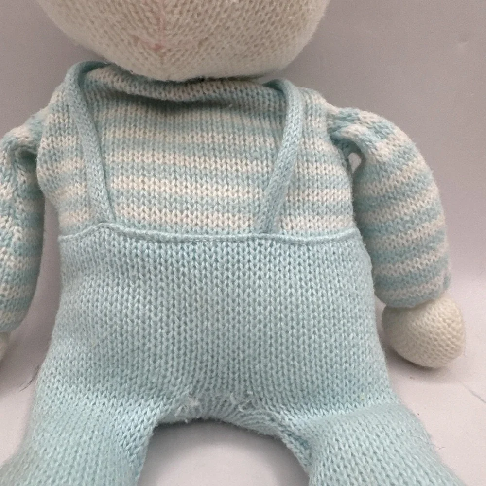 EDEN‎ Vintage Knit Blue Stripes Bear Mouse Plush Toy Animal 4380